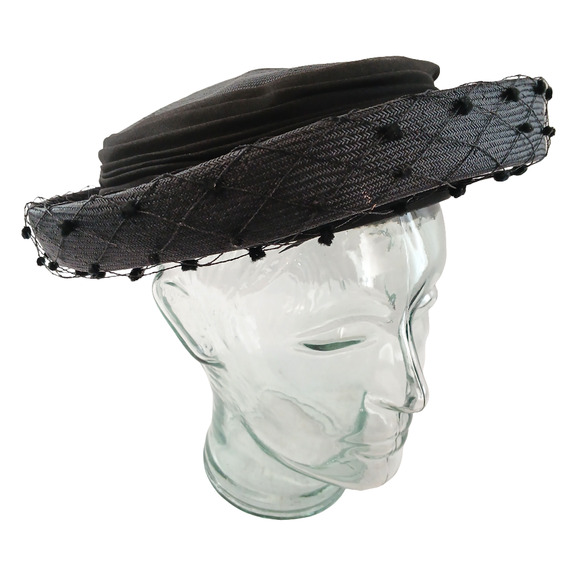 VTG Black Bowler Hat Lot of 4 Fascinator Floral Cloche Wedding Goth Formal Cap main image 10